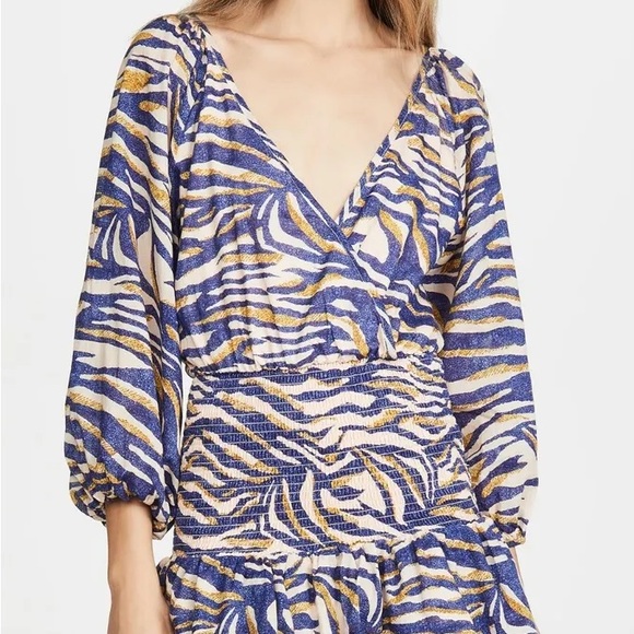 Suboo • Into the Wilds Shirred Wrap Mini Animal Print Dress - Picture 2 of 10